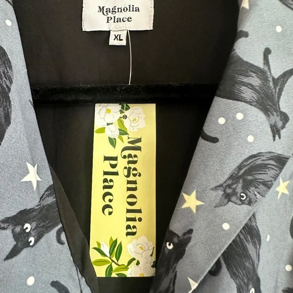 Magnolia Place Retro Black Cat Star Print Button Down Top/Vest, NWT - Picture 3 of 7